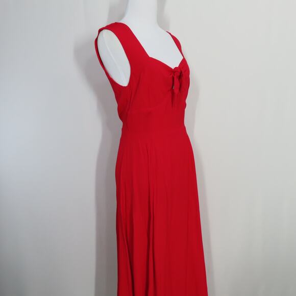 Yumi Kim Red Midi Dress Sleeveless Self-tie Front Front Bodice Cut-out Size 4 - Picture 2 of 9